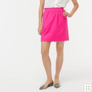 Scalloped linen-cotton skirt (J Crew Factory pink)